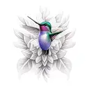 Hummingbird and celosia flower tattoo design idea