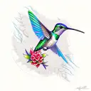 Hummingbird and celosia flower tattoo design idea