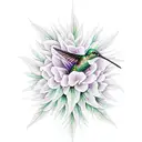 Hummingbird and celosia flower tattoo design idea