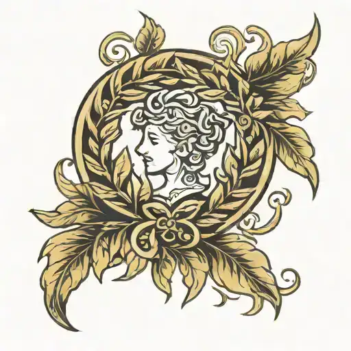 Laurel wreath surrounds neck  tattoo design idea