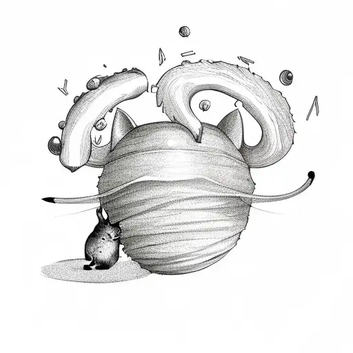 an acorn with cat ears tattoo design idea