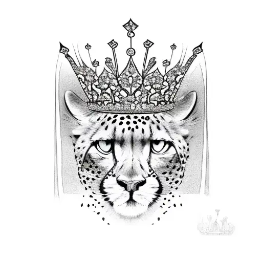 princess crown with cheetah print tattoo design idea
