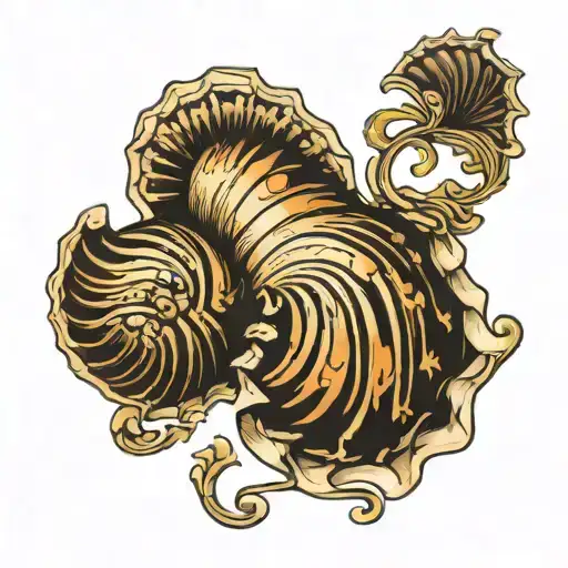 Renaissance art in shell pattern tattoo design idea