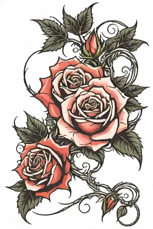 spiral roses and thorns wrapped tattoo design idea