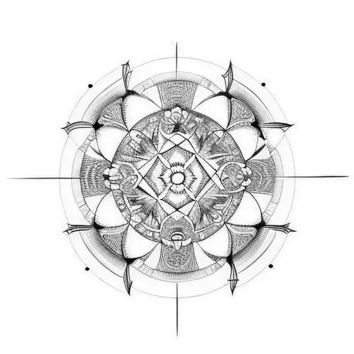 tattoo going down the spine which has seven vertical and evenly spaced circles. Each circle contains one heavenly virtue tattoo design idea