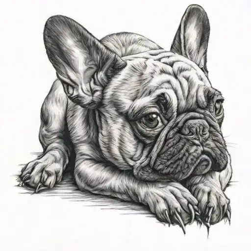 French bulldog sitting tattoo design idea