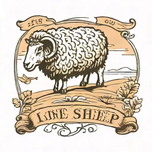  A design featuring a lone sheep following a set of footprints, illustrating the shepherd's journey to find the lost she tattoo design idea