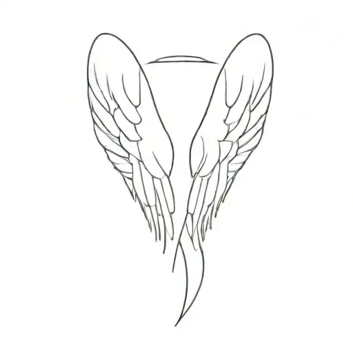 the number 54 with angel wings spread tattoo design idea