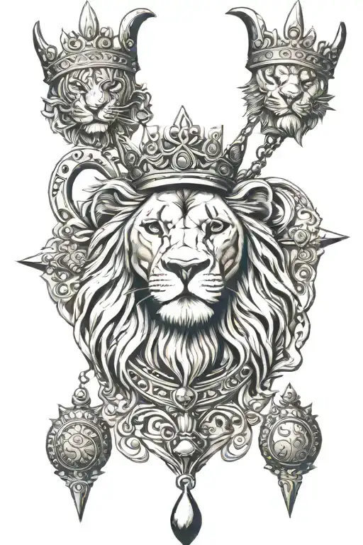 lion king crown and pendulum tattoo design idea