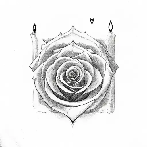 rose piercing a heart with A & B initials  tattoo design idea