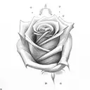 rose piercing a heart with A & B initials  tattoo design idea
