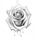 rose piercing a heart with A & B initials  tattoo design idea