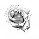 rose piercing a heart with A & B initials  tattoo design idea