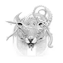 An intricate design featuring multiple weapons and animals intertwined tattoo design idea