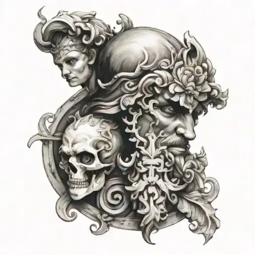 GREEK MYTHOLOGY WITH HADES SYMBOLS tattoo design idea