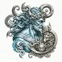 GREEK MYTHOLOGY WITH HADES SYMBOLS WITH BLUE tattoo design idea