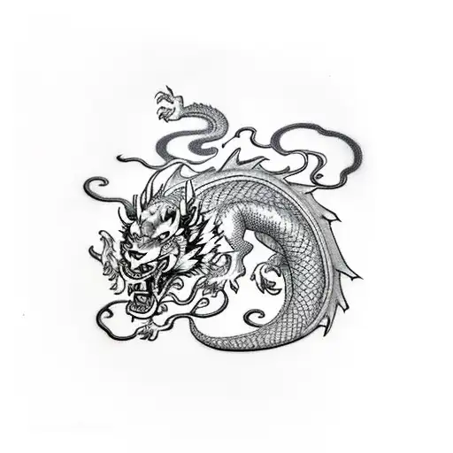 dragon and tiger fighting tattoo design idea