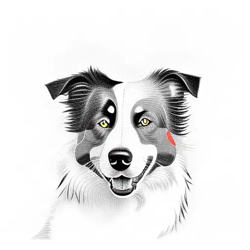 border collie mixed up with bernese mountain dog  tattoo design idea