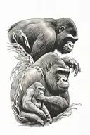 Penguin and Silver back gorilla   tattoo design idea