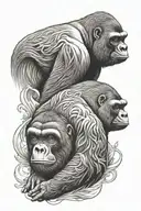 Penguin and Silver back gorilla   tattoo design idea