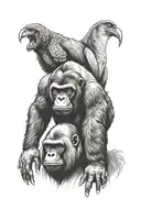 Penguin and Silver back gorilla   tattoo design idea