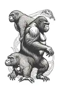 Penguin and Silver back gorilla   tattoo design idea