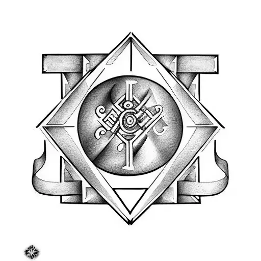 greek with shapes and the roman numeral 5 tattoo design idea