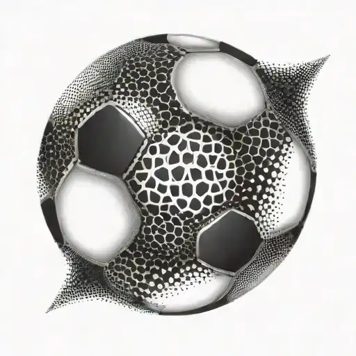 Soccer ball made up of intricate dotwork patterns incorporating 09 tattoo design idea