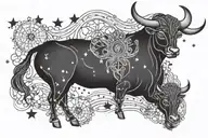 taurus and aquarius star constellation with lace and pearl background tattoo design idea