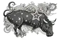 taurus and aquarius star constellation with lace and pearl background tattoo design idea
