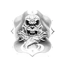 three demonic creatures representing hear no evil, see no evil, speak no evil tattoo design idea