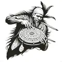turkish shaman drum tattoo design idea