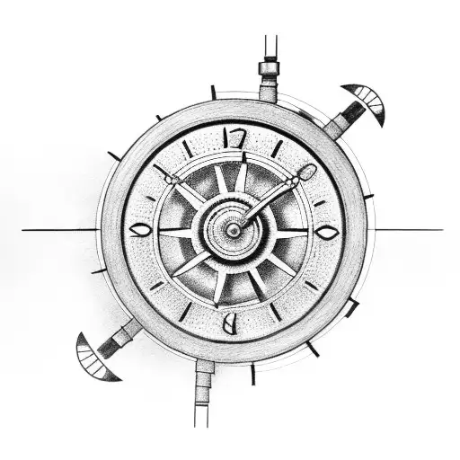 train wheel with clock and gears tattoo design idea