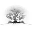 tall dead tree with roots tattoo design idea