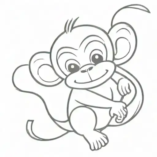 a little cute disney monkey without face inside tattoo design idea