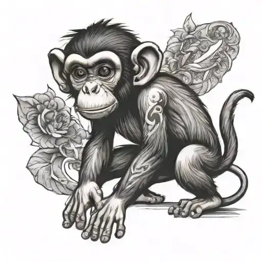 a little disney monkey stands on four legs and looks ahead tattoo design idea