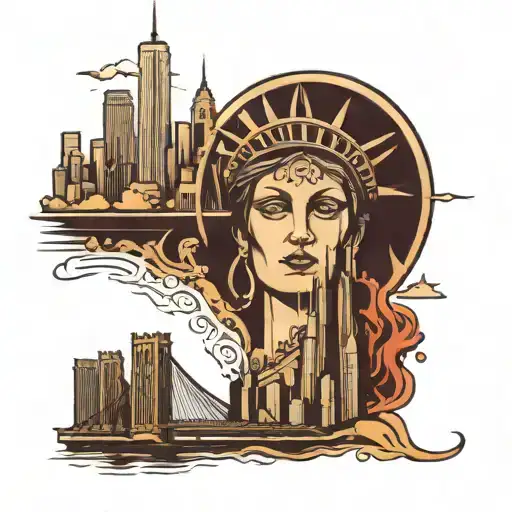 New York city skyline tattoo design idea