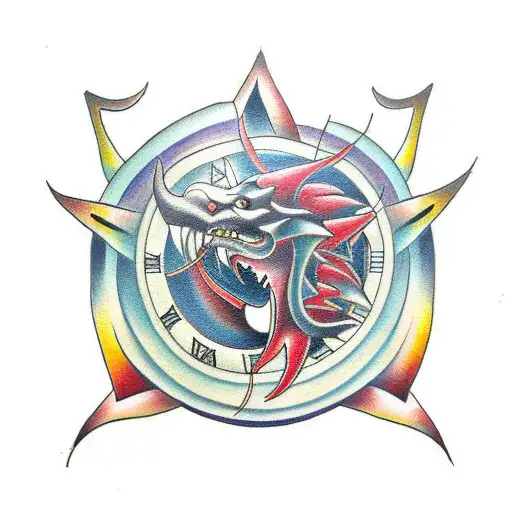 time dragon disability tribal  tattoo design idea