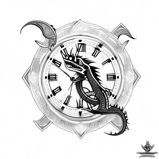 time dragon disability tribal  tattoo design idea