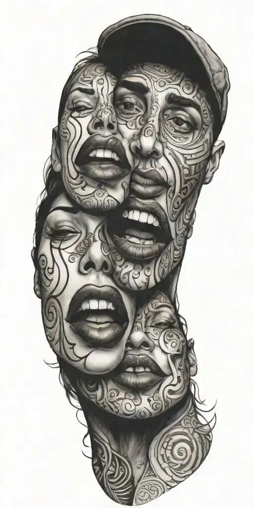 naughty tongue kiss like real people tattoo design idea