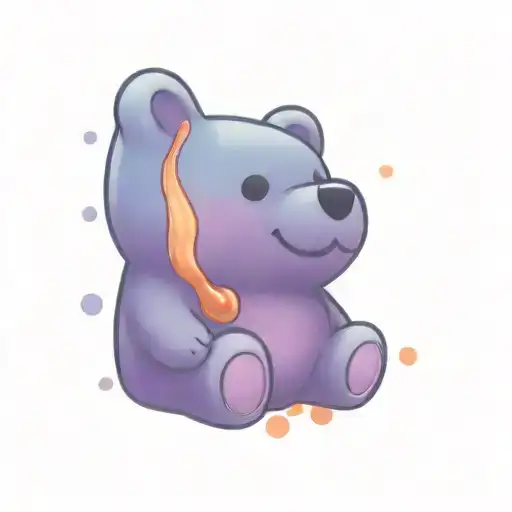A traditional style tattoo of a gummy bear holding a Bitcoin logo tattoo design idea
