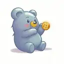 A traditional style tattoo of a gummy bear holding a Bitcoin logo tattoo design idea