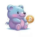 A traditional style tattoo of a gummy bear holding a Bitcoin logo tattoo design idea