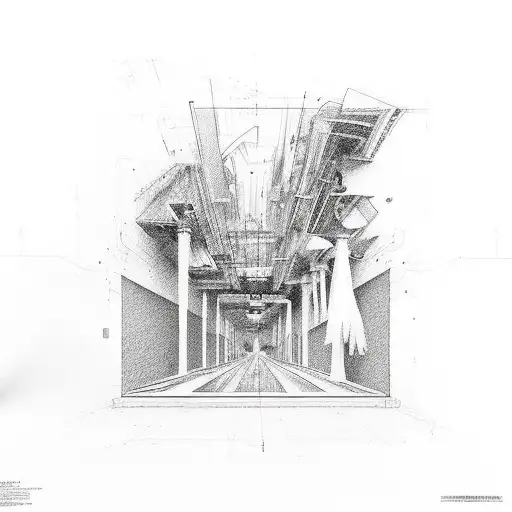 Iconic movie scenes depicted as carpentry blueprints tattoo design idea