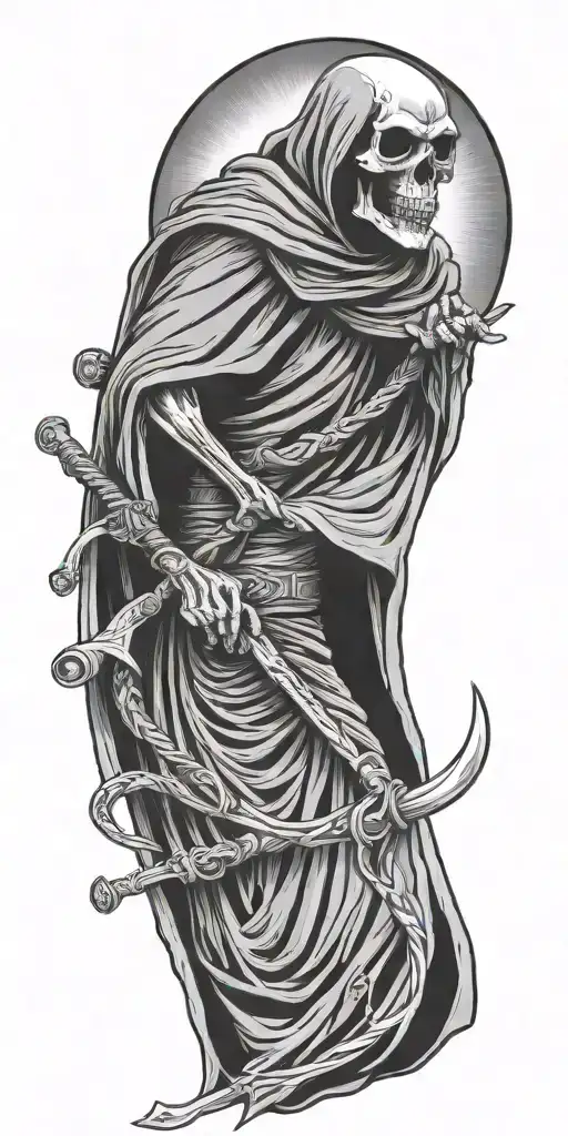 grim reaper holding a scythe tattoo design idea