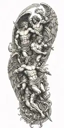 angels fighting demons tattoo design idea