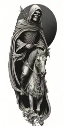 grim reaper with pale horse tattoo design idea