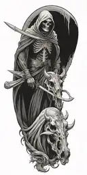 grim reaper with pale horse tattoo design idea