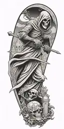 grim reaper in graveyard tattoo design idea