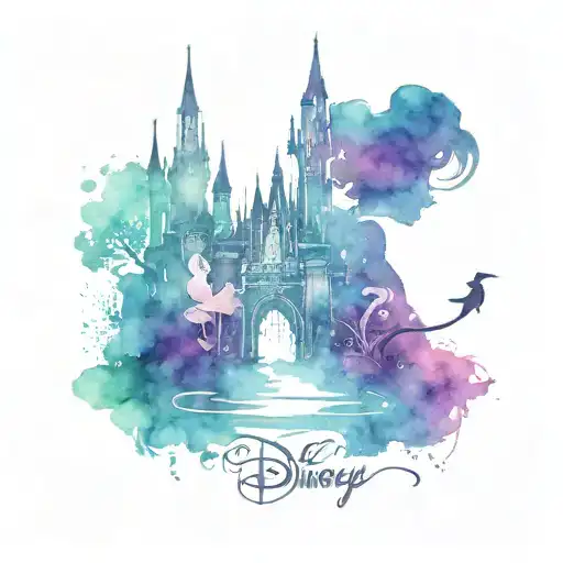 disney themed silhouette  tattoo design idea